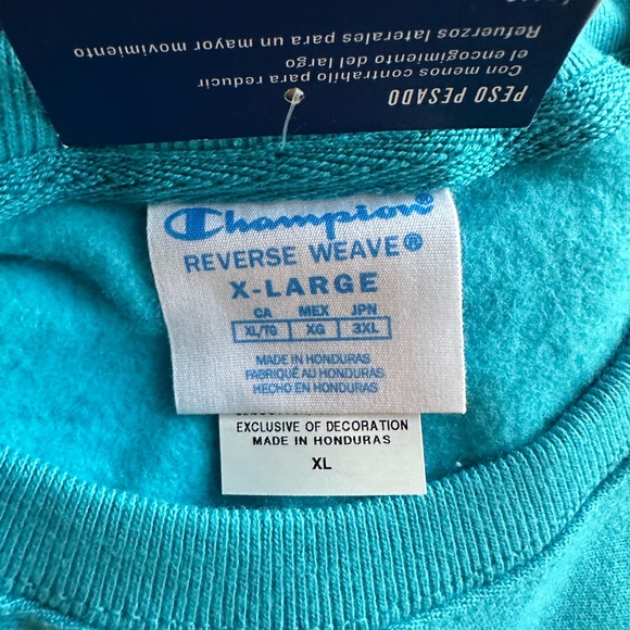 Champion Reverse Weave Fleece Turquoise Sweatershirt - Picture 11 of 12